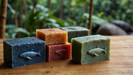 a set of natural soaps in colours