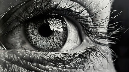 Obraz premium Intense Close-Up Black and White Eye Photography