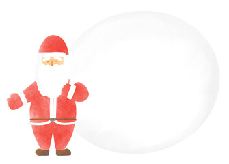 大きなプレゼントの袋を持ったサンタクロース　水彩タッチ