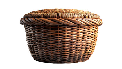 a wicker basket with a lid

