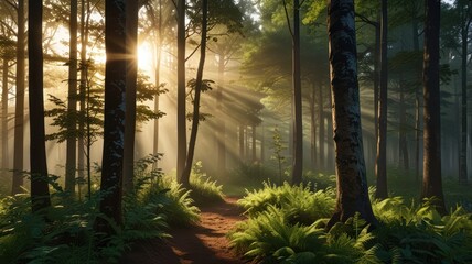 Realistic landscape atmosphere in the forest with tall trees in it