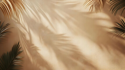 Palm Leaf Shadows on Tan Background - Abstract Background