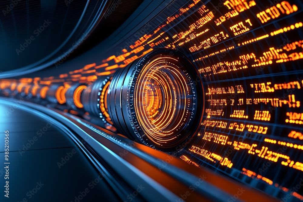 Aufkleber Business analytics in motion, with dynamic, glowing lines representing the flow of data in real-time