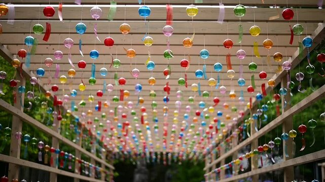 風に揺れる西教寺の風鈴 （滋賀県大津市, 2024年6月）