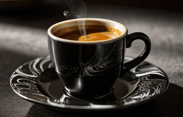 Fototapeta premium the morning espresso, a richly brewed elixir, awakens the senses with its deep, earthy aroma and velvety crema