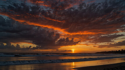 a photograph of a sunset on a beach