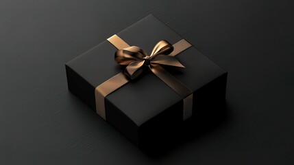 Elegant Black Gift Box with Gold Ribbon