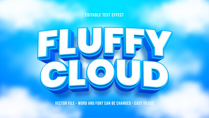 Cloud editable text effect, cute text style effect
