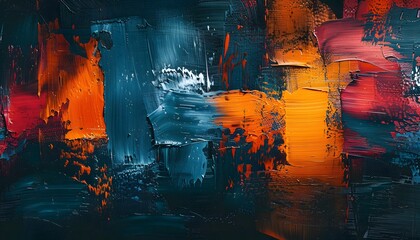 Obraz premium Layered brushstrokes, rich colors, artistic depth.