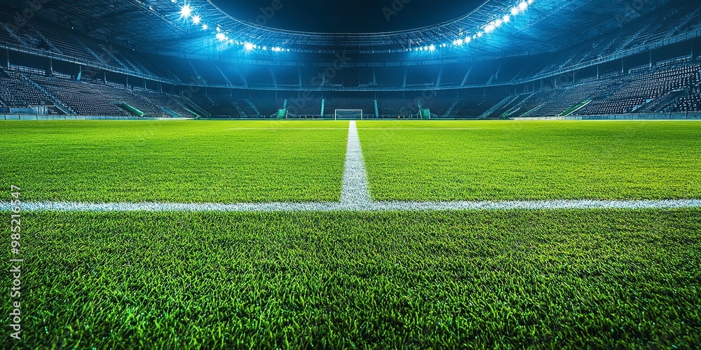 Canvas Prints Vacant soccer arena, green grass field