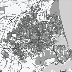 Naklejka premium Map of Christchurch in New Zealand in grayscale. Contains layered vector with roads water, parks, etc.