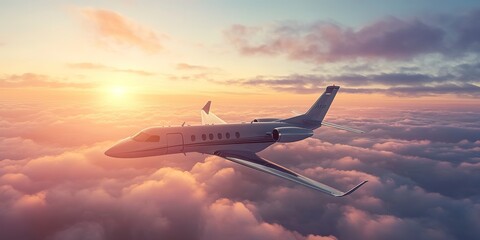 Private jet in the sky made with Ai generative technology 