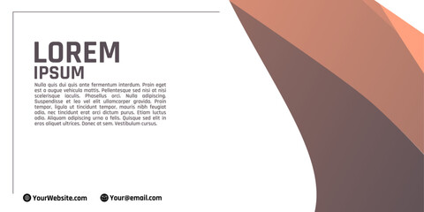 This banner has a white background with orange and brown shapes.