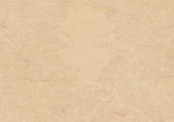 Old paper with subtle floral border. Beige tones.
