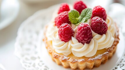 Raspberry Tartlet With Whipped Cream