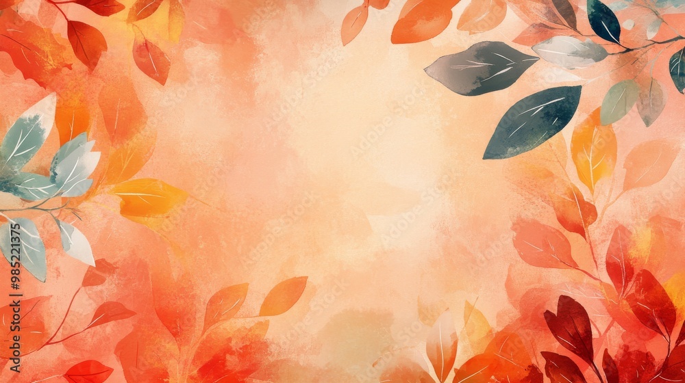 Poster autumn leaves watercolor background