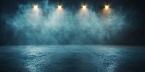 Obraz premium Dark street, asphalt abstract dark background, empty dark scene, neon light, spotlights The concrete floor and studio room with smoke