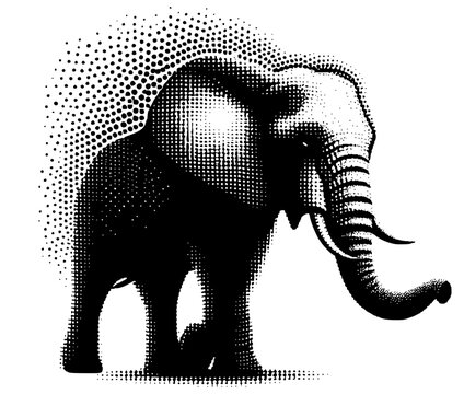 recommend clip art: elephant silhouette vector, Halftone elephant design elements,black color, no background