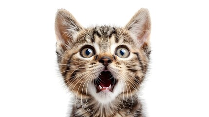 Obraz premium Funny surprised young cat making big eyes.