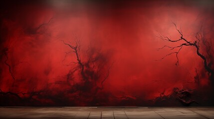 Eerie and spooky red wall background for Halloween and horror theme with copyspace for text
