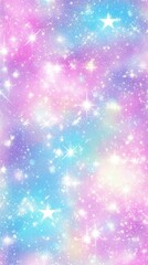 Obraz premium A vibrant, dreamy background featuring pastel colors and sparkling stars.