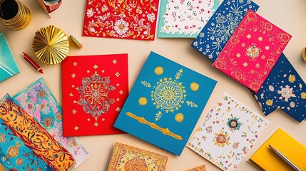A vibrant collection of decorative notebooks featuring intricate patterns and designs in various colors, perfect for jotting down ideas and creativity.