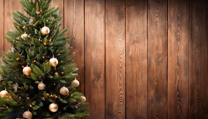 Christmas tree on wooden background