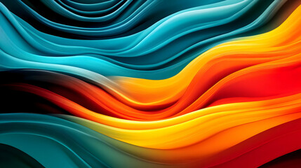 Abstract Background with Wavy Lines of Orange, Yellow, and Blue