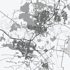 Obraz premium Map of Albury-Wodonga in Australia in grayscale. Contains layered vector with roads water, parks, etc.