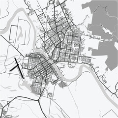 Naklejka premium Map of Rockhampton in Australia in grayscale. Contains layered vector with roads water, parks, etc.