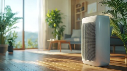 Air Purifier in a Sunlit Living Room