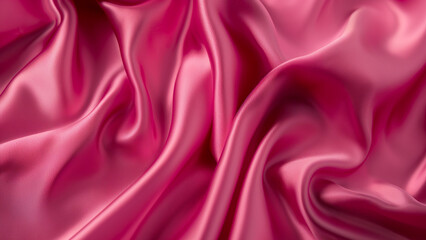 Obraz premium Close-up of smooth pink satin fabric with soft folds, showcasing luxurious texture and sheen, perfect for backgrounds and fashion projects.