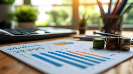 Personal finance management with budgeting tools on a desk, organized style, close-up, sharp focus, bright lighting