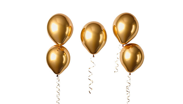  balloon metallic background olated gold gold balloon metallic helium flying birthday isolated carnival anniversary celebrate party realistic ribbon round love string air ballon fun gift happy