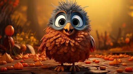 Thanksgiving turkey in funny cartoon style. Happy bird