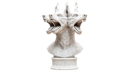 Obraz premium Three Headed Dog Statue Marble Bust Mythical Creature Greek Mythology Ancient Art Scu