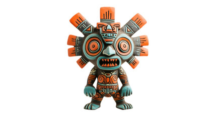 Colorful Aztec Deity Figurine  Ancient Mesoamerican Mythology  Pagan God  Handmade Ceramic