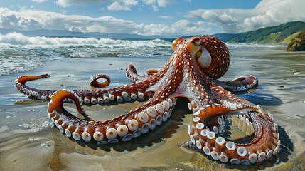 Octopus on the Shore: A Close-Up Look at a Fascinating Marine Creature