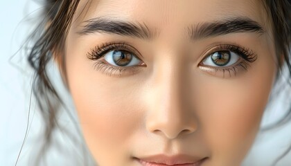 Fototapeta premium Asian woman with brown eyes makeup