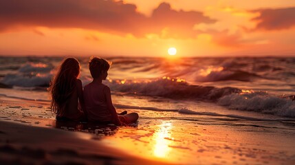 Fototapeta premium People watching tranquil sunset