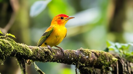 Orange-headed Tanager Perched on Branch