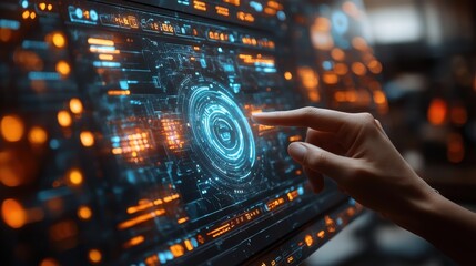 business technology ernet and network concept technology future virtual display button customer experience