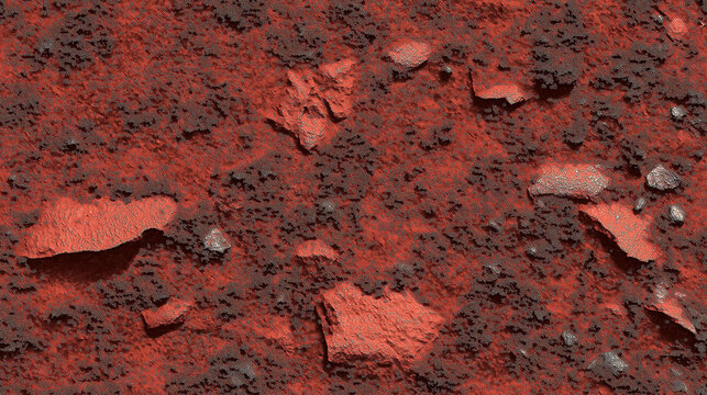 a seamless texture of terra rossa soil, with its distinct red color and fine, clay-like surface, this vibrant and earthy texture is perfect for tropical and mediterranean agricultural designs