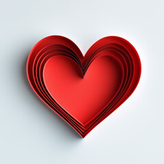 Paper heart shape decoration on white background. Love cocnept. Flat lay.