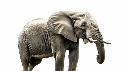 Obraz premium Elephant Standing on White Background - Realistic Photo