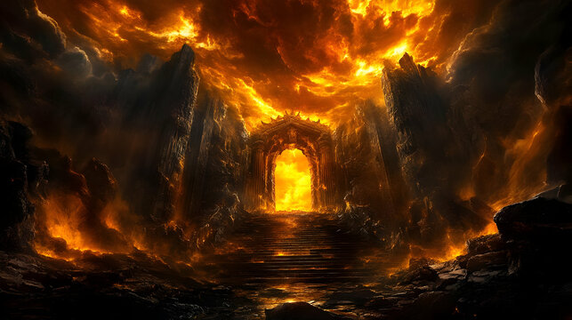 Fiery Gates of an Inferno Illustration