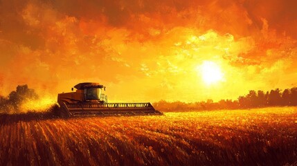 Golden Harvest at Sunset
