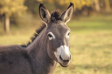 Fototapeta premium Wildlife Photography Of A Donkey, Animal Photography, Donkey Close-up, Donkey Nature Photography, Animal Portrait Photography, High Quality Donkey Image