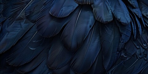 Obraz premium Abstract dark blue feather background, texture with copy space