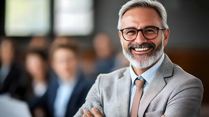 Fototapeta premium Smiling Businessman in a Suit - Realistic Image